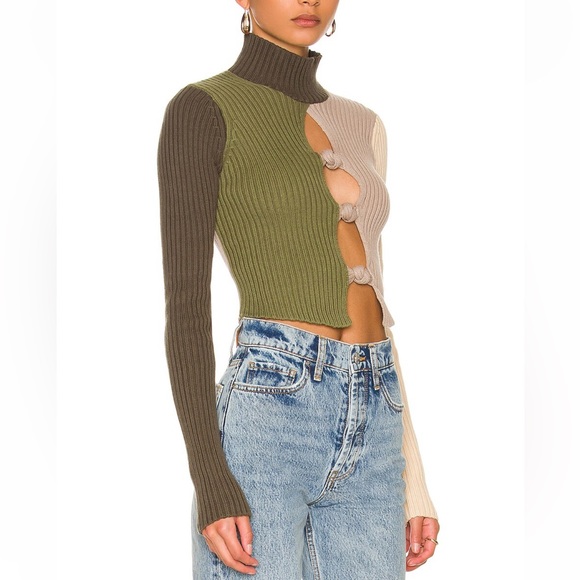 Danielle Guizio Rib Knit Knotted Long Sleeve Top - Picture 4 of 14